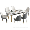 Retractable Dining Room Table Sintered Stone Golden Frame